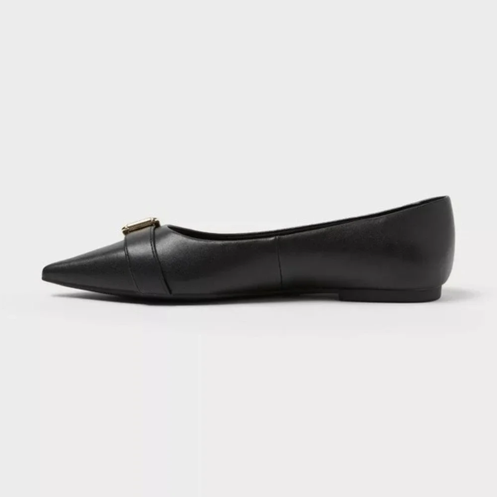 Women's Valentina Pointed Toe Buckle Flats – A New Day Black 8.5 – New With Tags